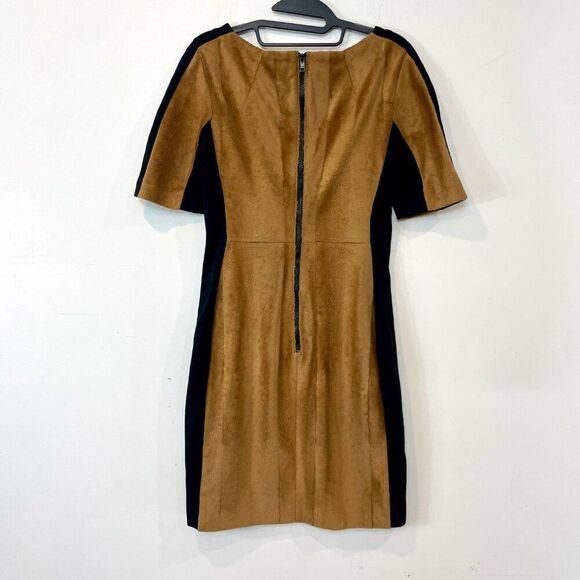 Vanilia Faux Fur Colorblock Ponte Sheath Dress sz S - Picture 7 of 13